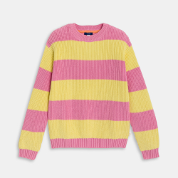 كنزة مخططة باللون الوردي للفتيات